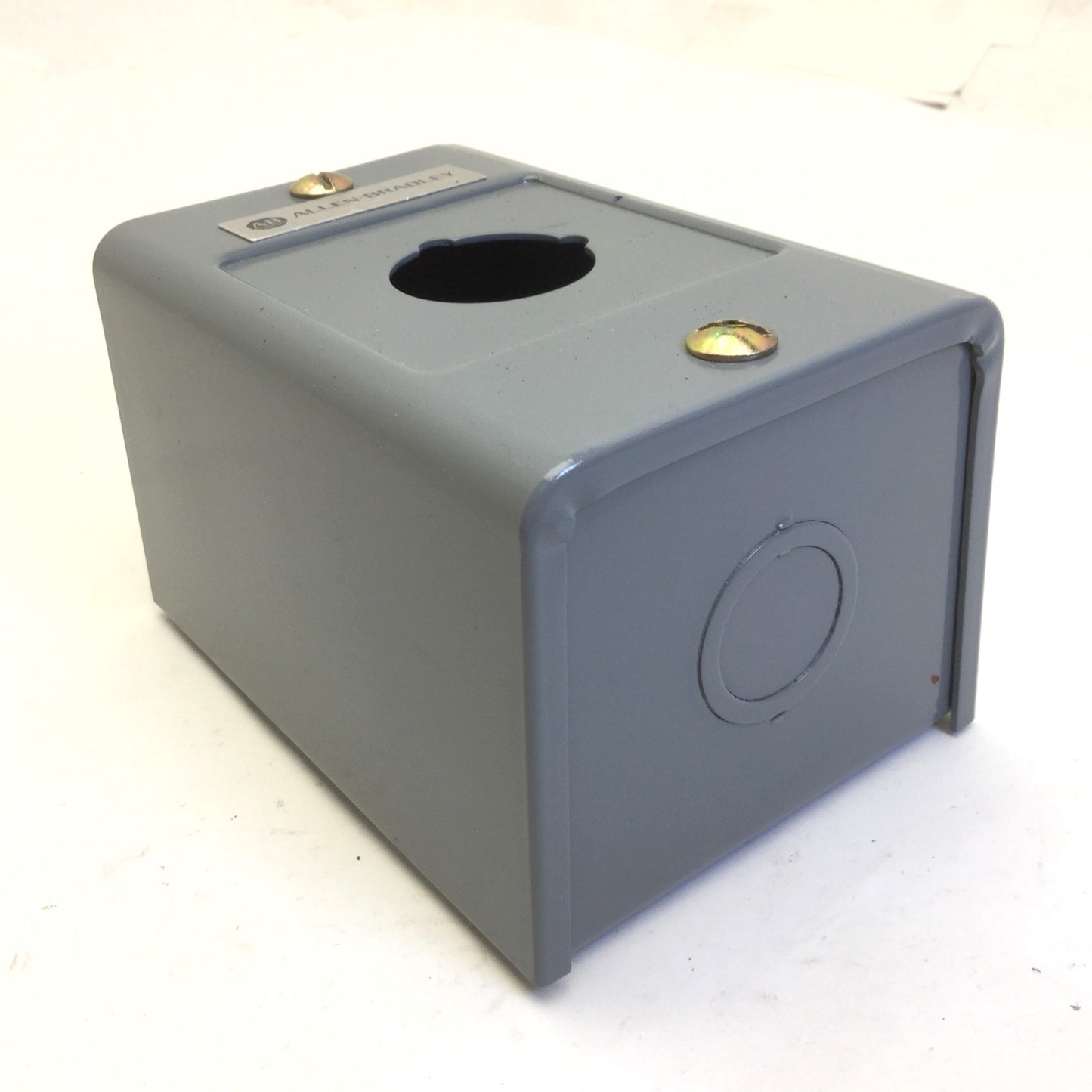 Used Allen-Bradley 800H-1HZ E-Stop Enclosure, Grey, Series L, Has Holes