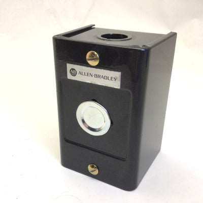 Used Allen-Bradley 800H-1HZ E-Stop Enclosure, Black, Series L, Has Holes