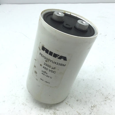 Used Rifa PEH200YU433BM Capacitor, Rating: 3300µF 450VDC 3" Diameter x 5.5" Long
