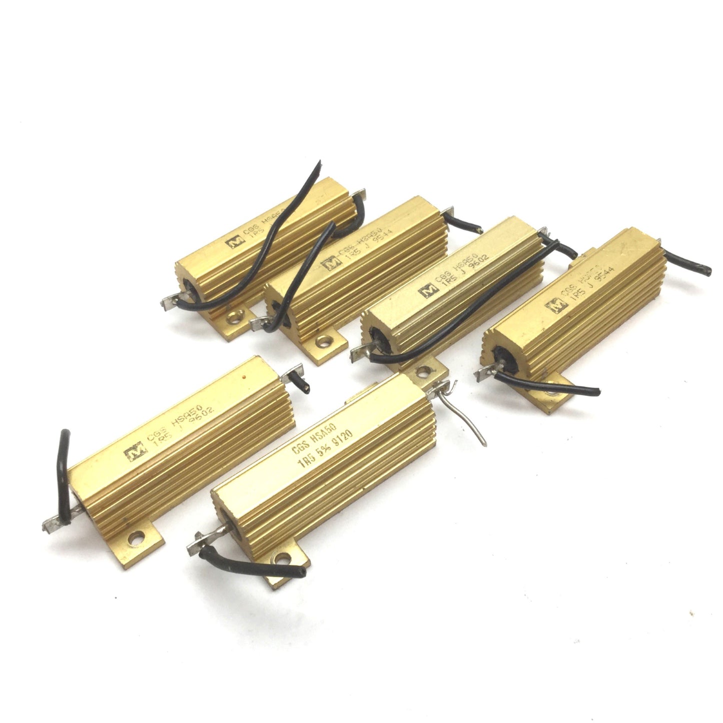 Used Lot of 6 TE Connectivity CGS HSA50 1R5 Resistors, Res 1.5 Ohm, Power 50 Watt