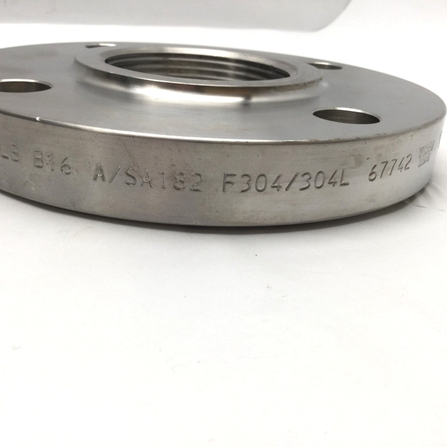 Used Viraj 2 1/2 THRF 150 LB B16 A/SA182 F304/304L 67742 Threaded 4-Bolt Flange 304SS