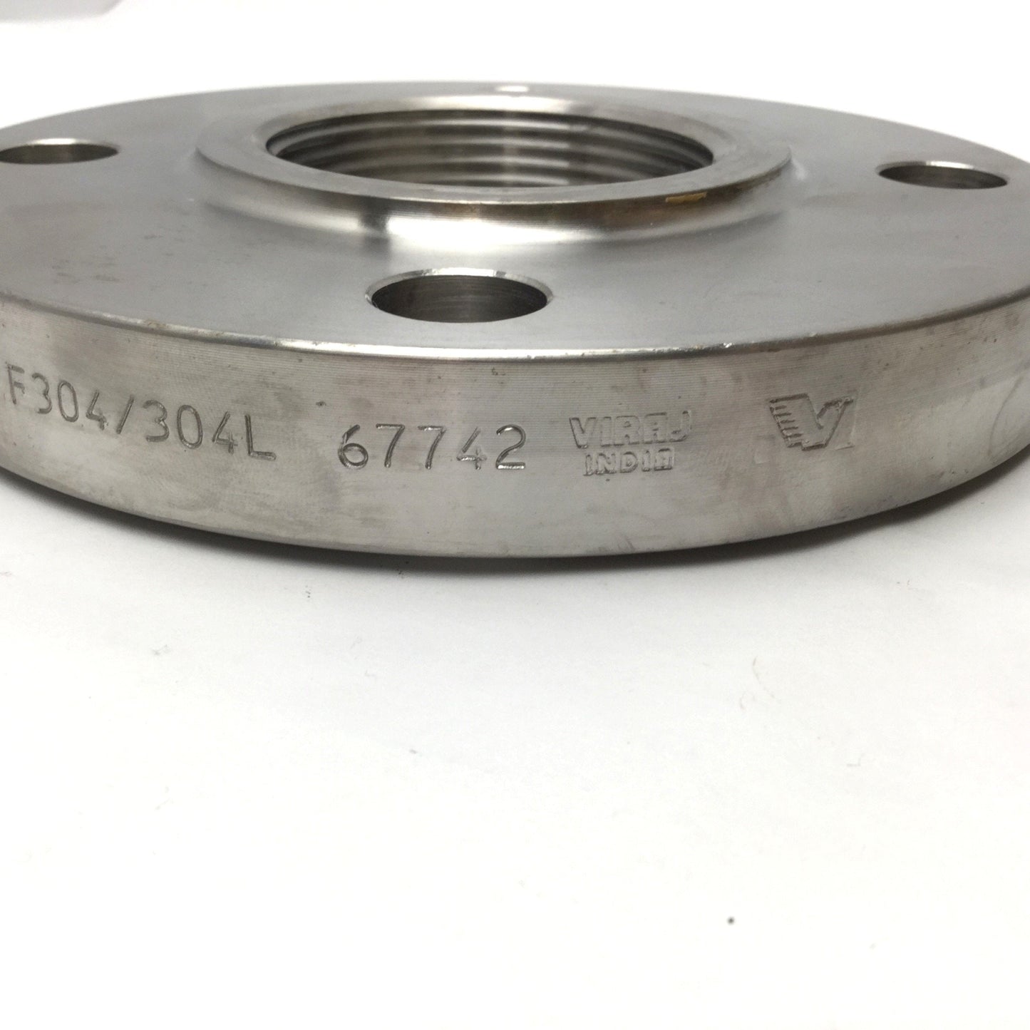 Used Viraj 2 1/2 THRF 150 LB B16 A/SA182 F304/304L 67742 Threaded 4-Bolt Flange 304SS