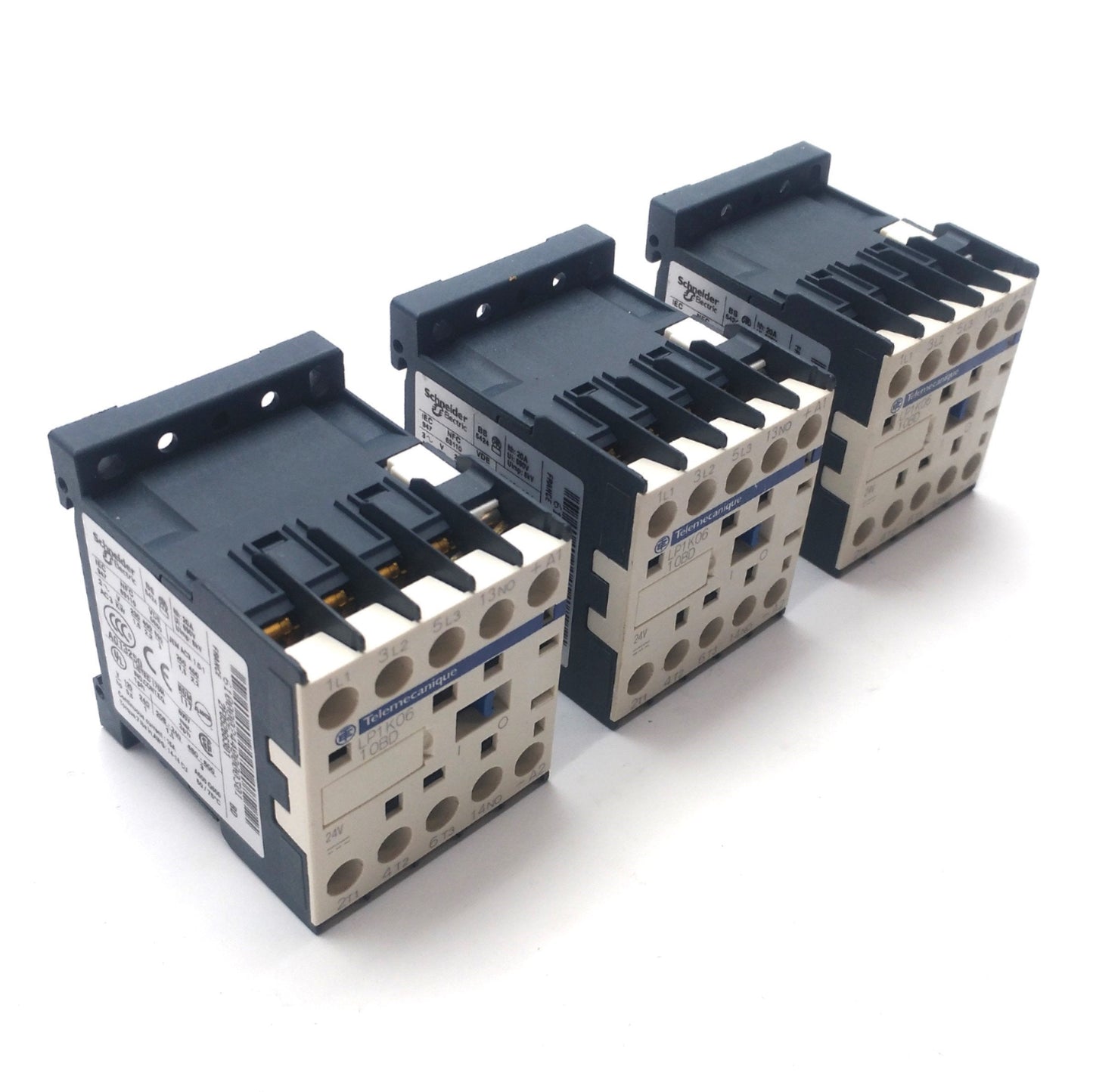 Used Lot of 3 Telemecanique LP1K0610BD Motor Contactor, 3-Pole, 440VAC 6A, 24VDC Coil