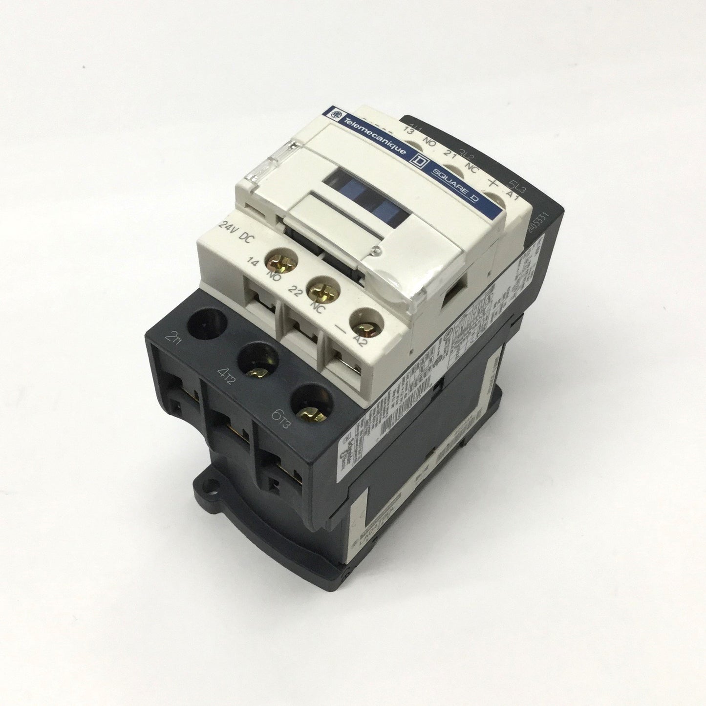 Used Telemecanique LC1D25BD TeSys IEC Contactor, 3-Pole, 24VDC Coil w/LAD4TBDL Diode