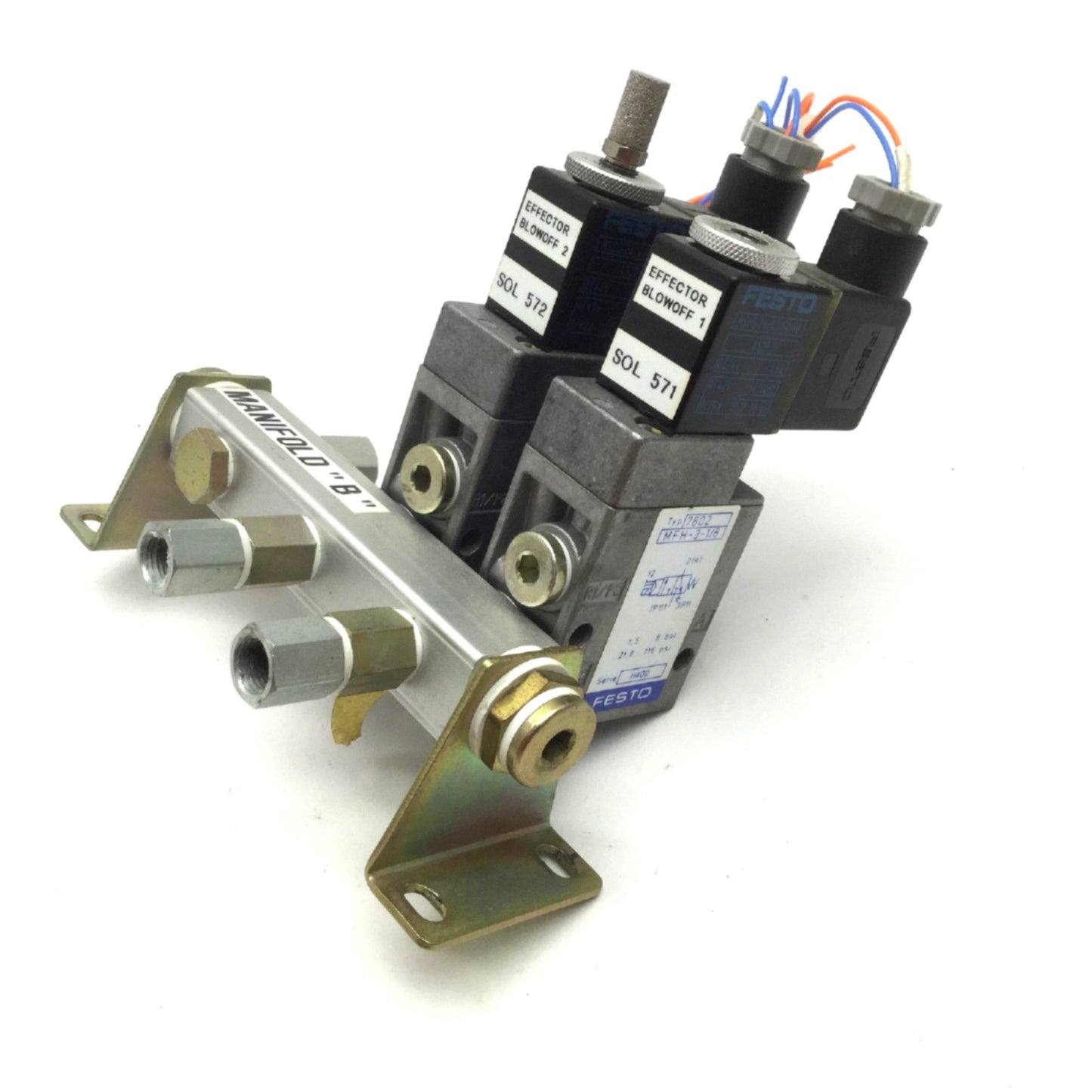 Used Lot of 2 Festo MFH-3-1/8 MSFG-24 Pneumatic Solenoid Valve 2-Pos 3-Way G1/8 DC24V