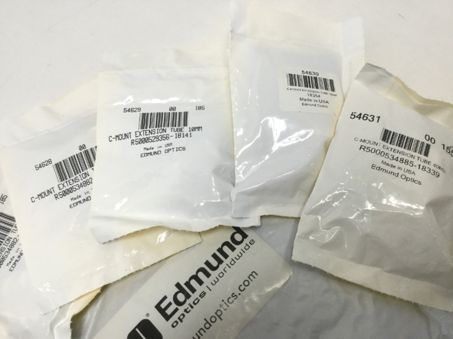 New – Open box Edmund 54-261 Machine Vision Camera C-Mount Extension Tube Kit 5, 10, 15, 40mm