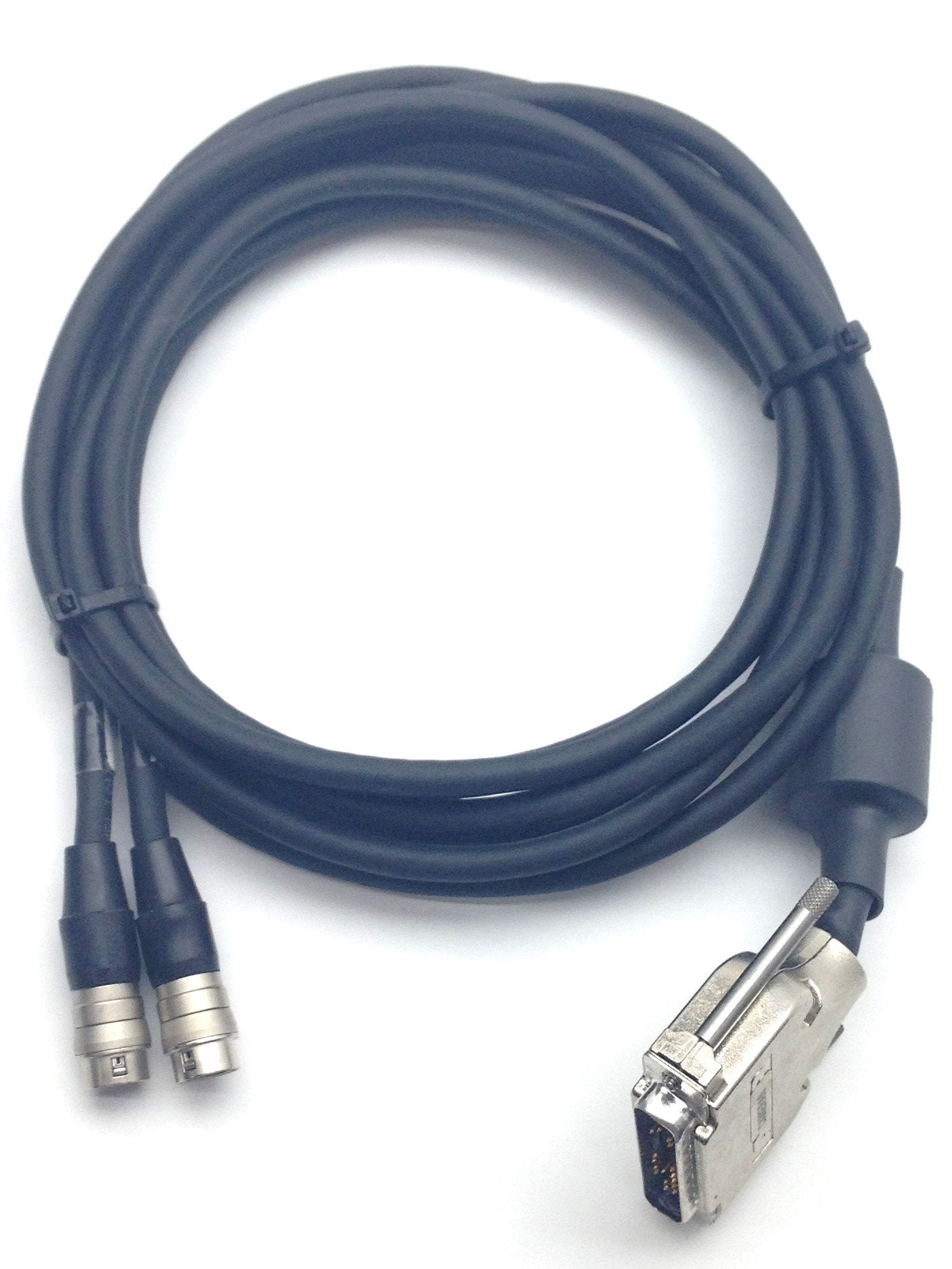 Used Adept 10332-01367 Rev. C Camera Cable, 45-Pin D-Sub to 2x 12-Pin Hirose, 6' Long