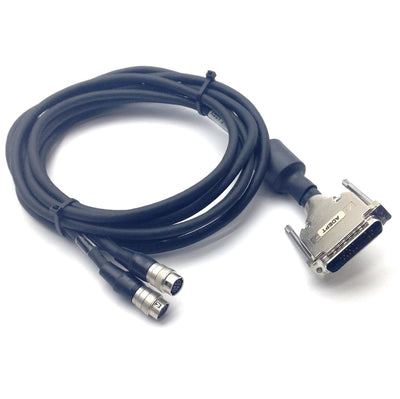 Used Adept 10332-01367 Rev. C Camera Cable, 45-Pin D-Sub to 2x 12-Pin Hirose, 6' Long