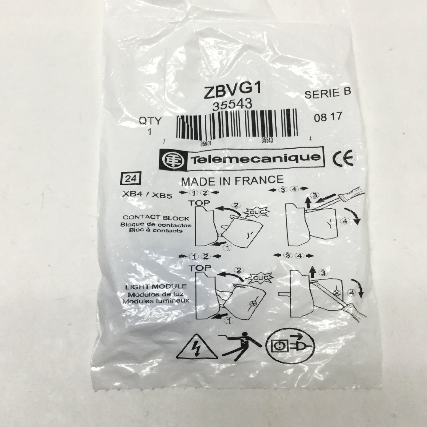 New Telemecanique ZBVG1 XB4/XB5 Switch Light Block LED Module, White, 110/120VAC