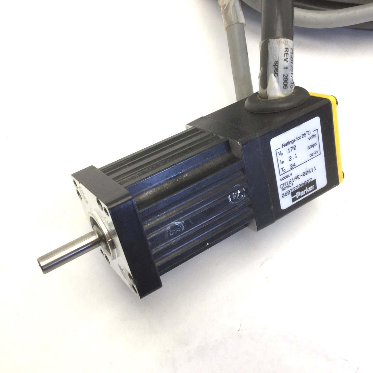 Used Parker CM161AE-00611 Compumotor Servo Motor 170V, 2.1A, 1/4" Shaft, w/Cables