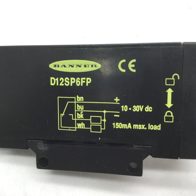 Used Banner D12SP6FPH Fiber Optic Sensor Red LED 10-30VDC Output: PNP