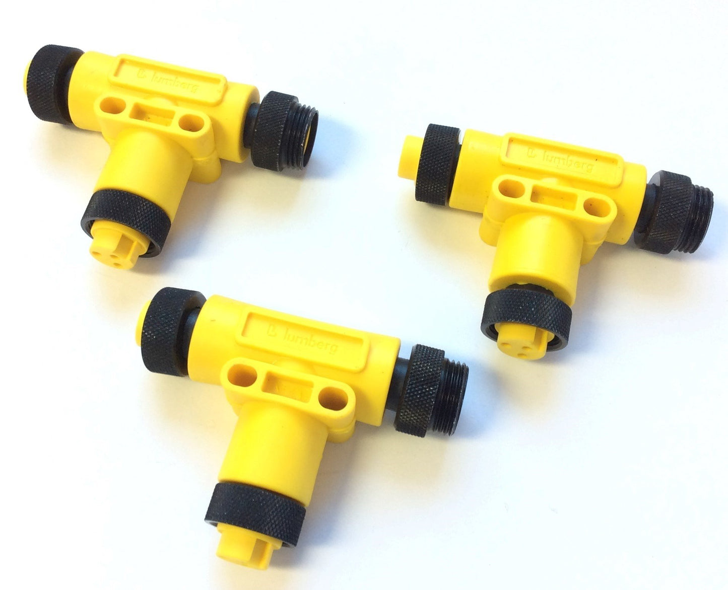 New – Open box Lot of 3 Lumberg 0906 UTP 311 Splitter T, 2x 7/8" Female to 1x 7/8" Male 3-Poles