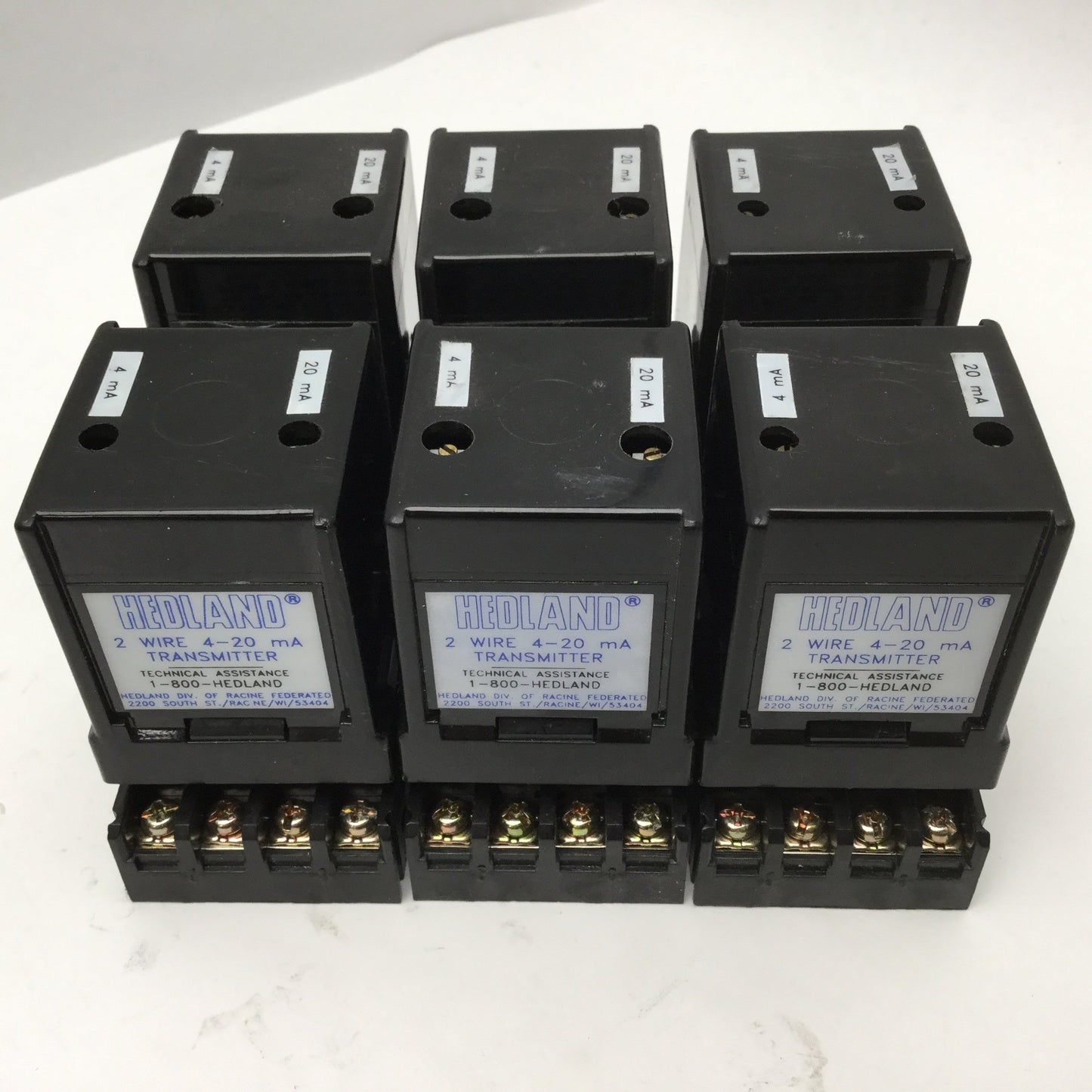 Used Lot of 6 Hedland 520-104 2-Wire 4-20 mA Transmitters
