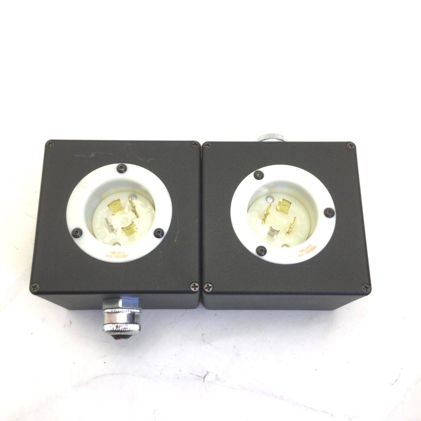Used Lof of 2 Hubbell HBL2415 Turn-Locking Male Receptacle & Pendant 20A, 125/250V