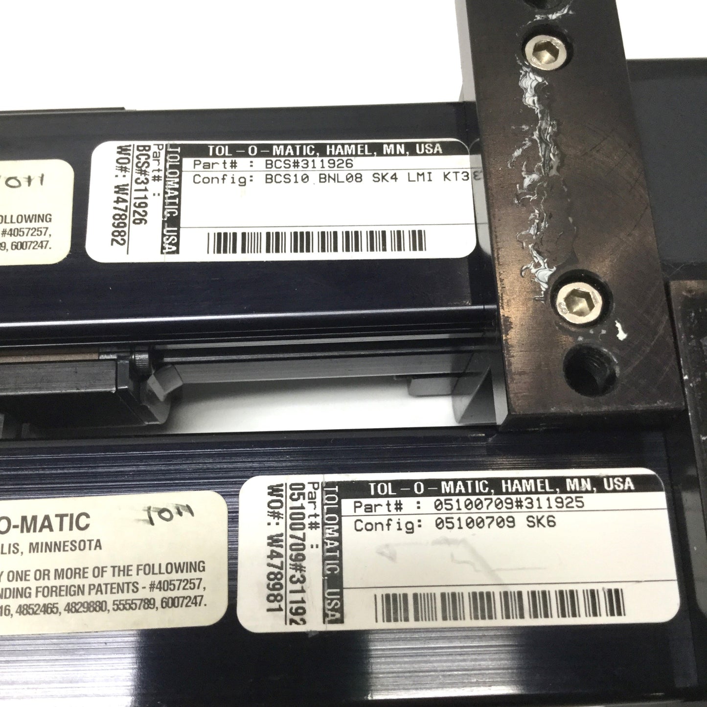 Used Tol-O-Matic BCS10 BNL08 SK4 LMI Ball Screw Linear Actuator 4" Stroke, w/ Idler