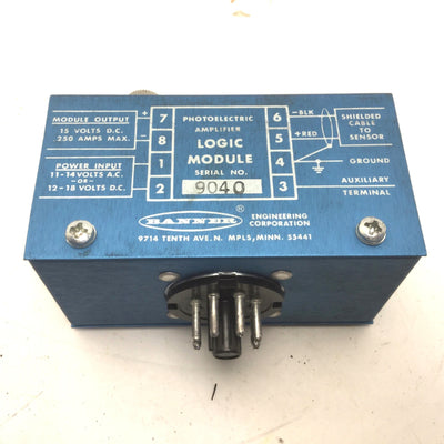 Used Banner B3-4 Photoelectric Amplifier Logic Module, 8-Pin, 15VDC, .250Amp