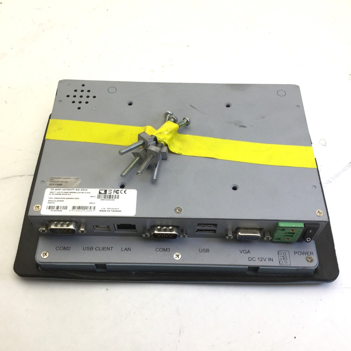 Used AAEON TF-AHP-1070HTT-A2-1011 HMI Touch Panel PC, 12VDC, 7" LCD Screen