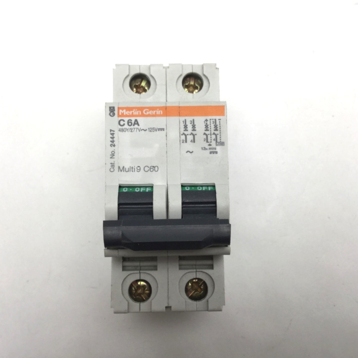 Used Lot of 3 Merlin Gerin Multi9 C60 Circuit Breakers, 2-Pole, C-Curve, Rating: 6A
