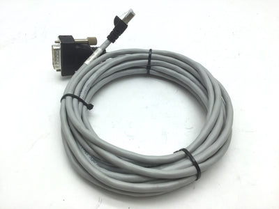 Used Cognex 300-0341-15 Ethernet Cable 15-Pin Male D-Sub to RJ-45 15' Long REV B