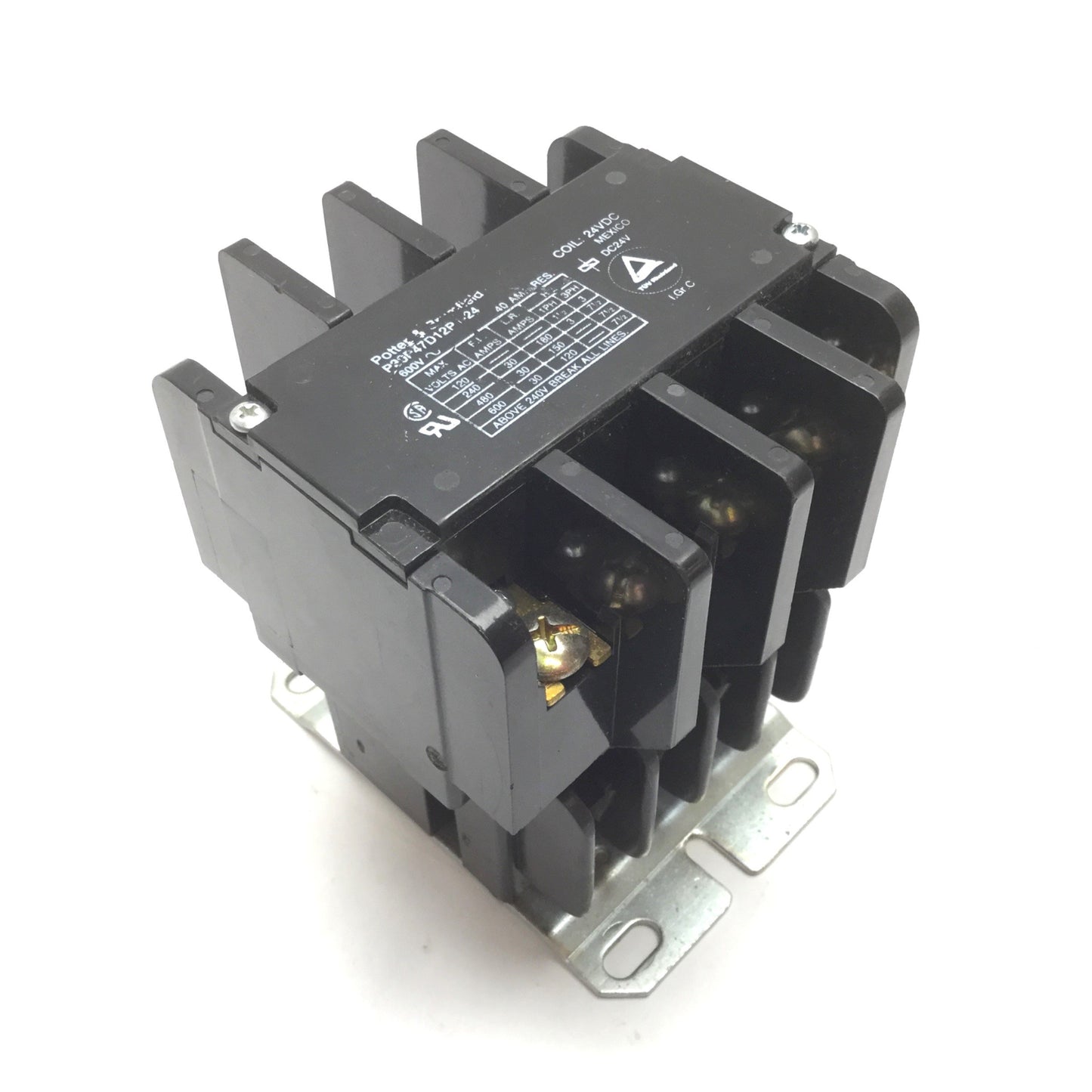 Used Potter & Brumfield P30P47D12P1-24 Contactor, Coil 24VDC, 4-Pole, Contact 600VAC