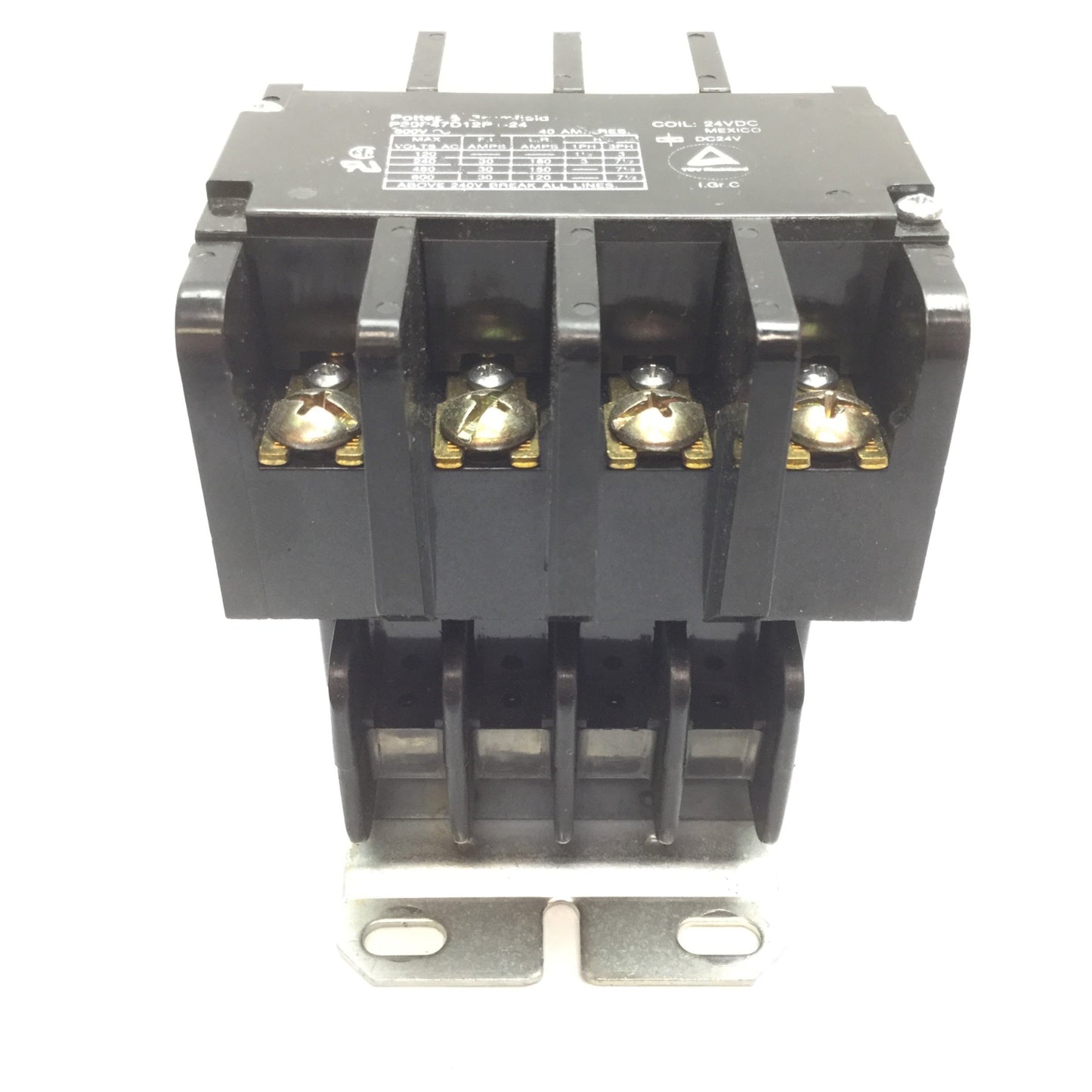 Used Potter & Brumfield P30P47D12P1-24 Contactor, Coil 24VDC, 4-Pole, Contact 600VAC