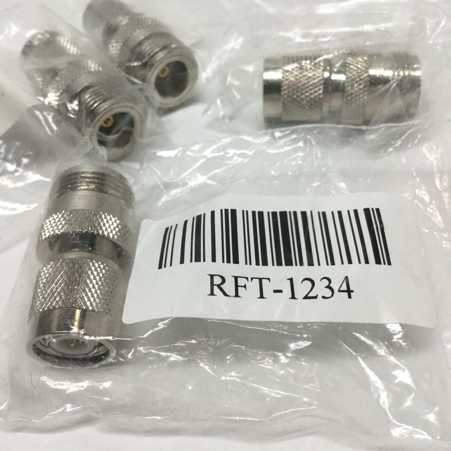 New Lot of 4 RF Industries RFT-1234 Coax Adapter Connector N Female/TNC Male, 50 Ohm
