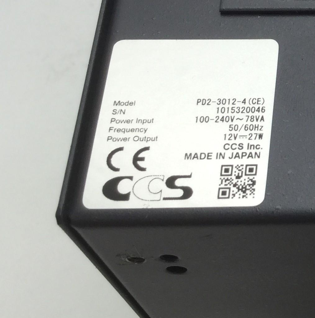 Used CCS PD2-3012-4 LED Light Source Control Power Supply 100-240VAC IN, 12VDC OUT