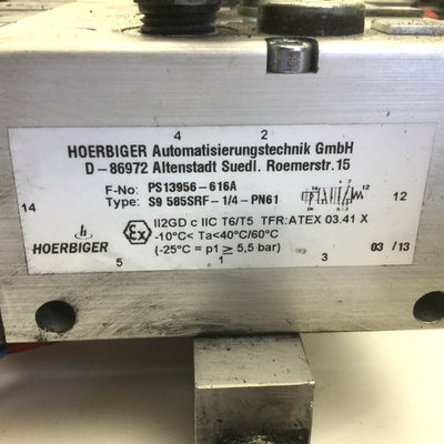 Used Bank of 8 Hoerbiger S9 585SRF-1/4-PN61 Solenoid Valves & 13x P8 385RF-NG-SPN61-B