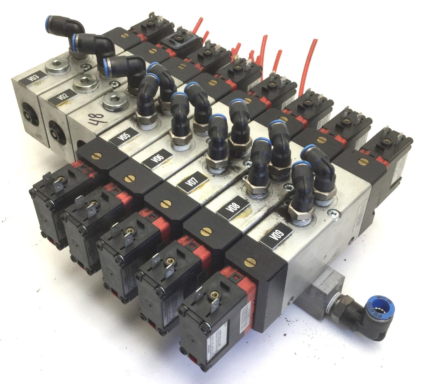 Used Bank of 8 Hoerbiger S9 585SRF-1/4-PN61 Solenoid Valves & 13x P8 385RF-NG-SPN61-B