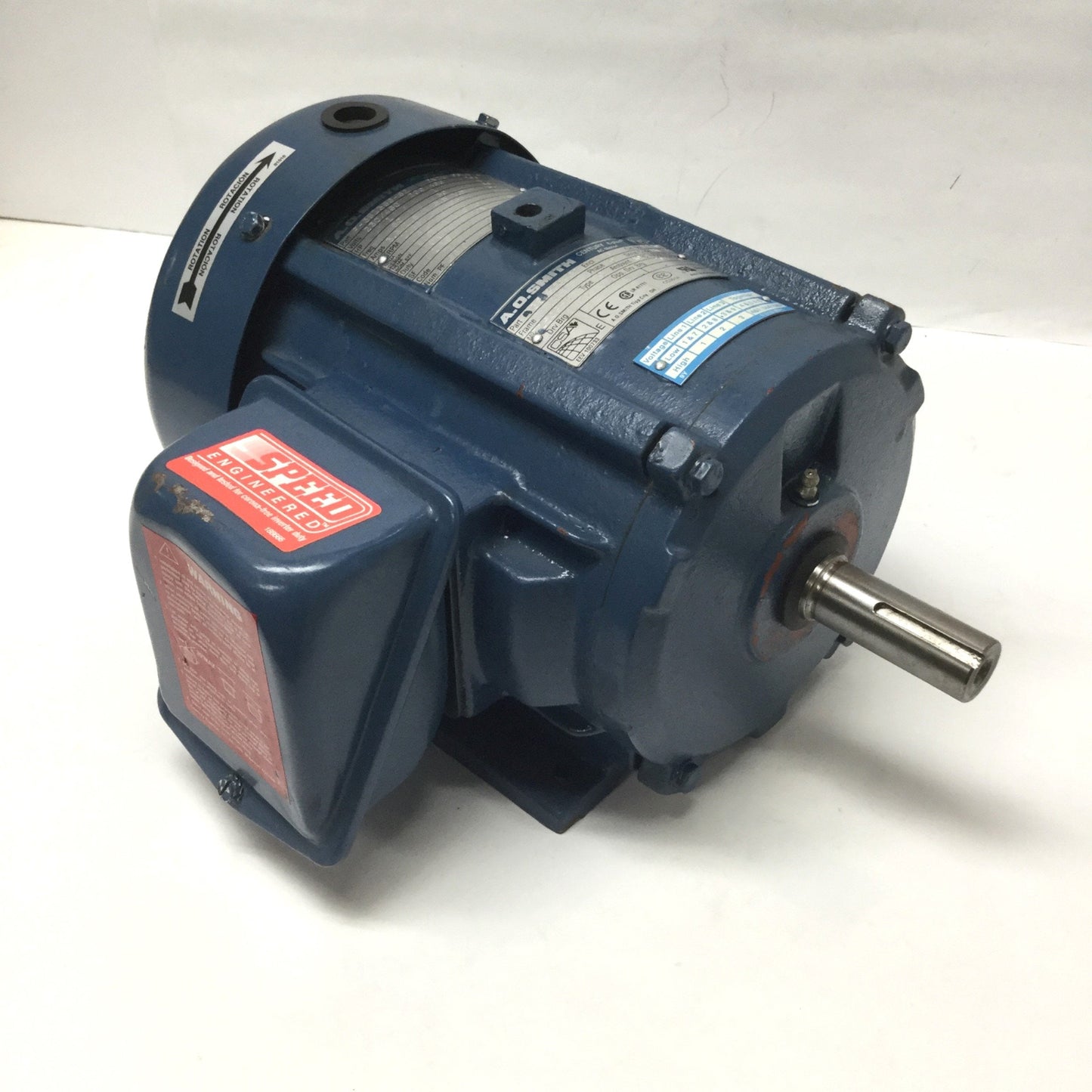 Used A.O. Smith F-391366-62 E-Plus AC Motor 1HP, 230/460VAC 3PH, 1150RPM, Frame 145T