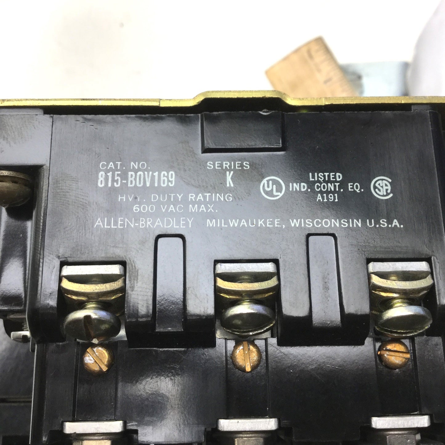 Used Allen Bradley 815-B0V169 Overload Relay With 2x 71A86 Magnetic Coils, 3-Pole