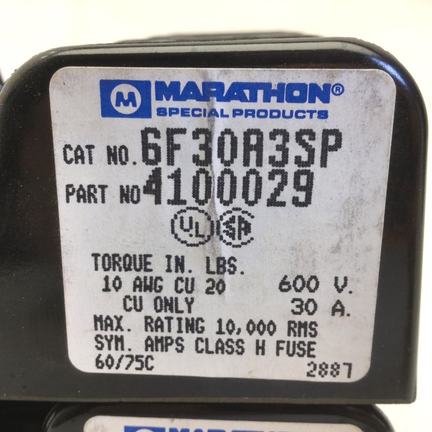 Used Lot of 2 Marathon 4100029 Fust Holders, 600V, 30A Max, 3-Pole