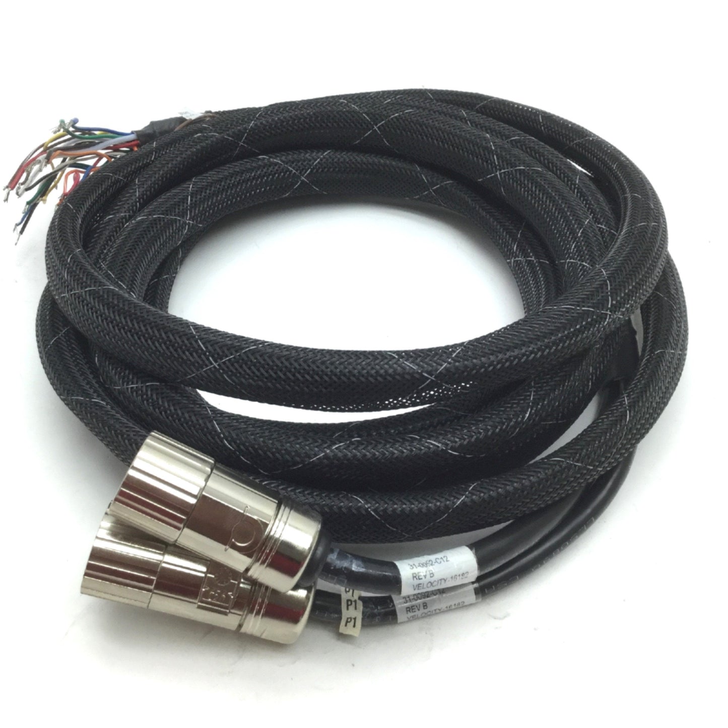 Used Fanuc 31-0092-C12 Servo Motor Cable, 17-Pin Female, 8-Pin Female to Flying Leads