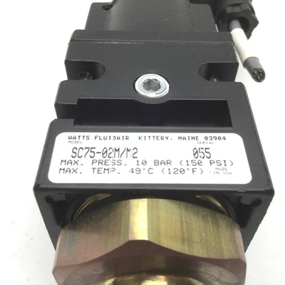 Used Watts SC75-02M/M2 Soft Start Valve, Pressure: 150psi, Ports: 1/4" NPT, 24VDC