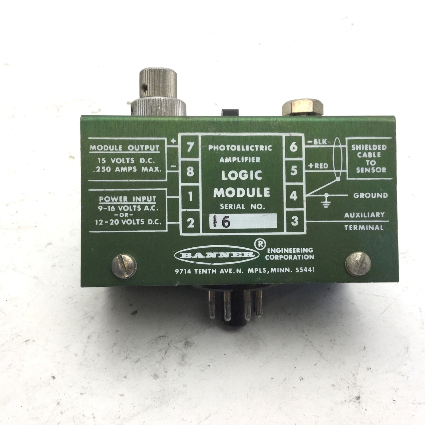 Used Banner B4-6 Photoelectric Amplifier Logic Plug Module, Out: 15VDC, .25A Max