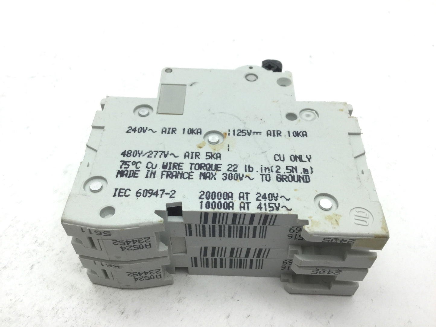 Used Lot of 3 Merlin Gerin Multi9 C60 Circuit Breakers, 2-Pole, C-Curve, Rating: 20A