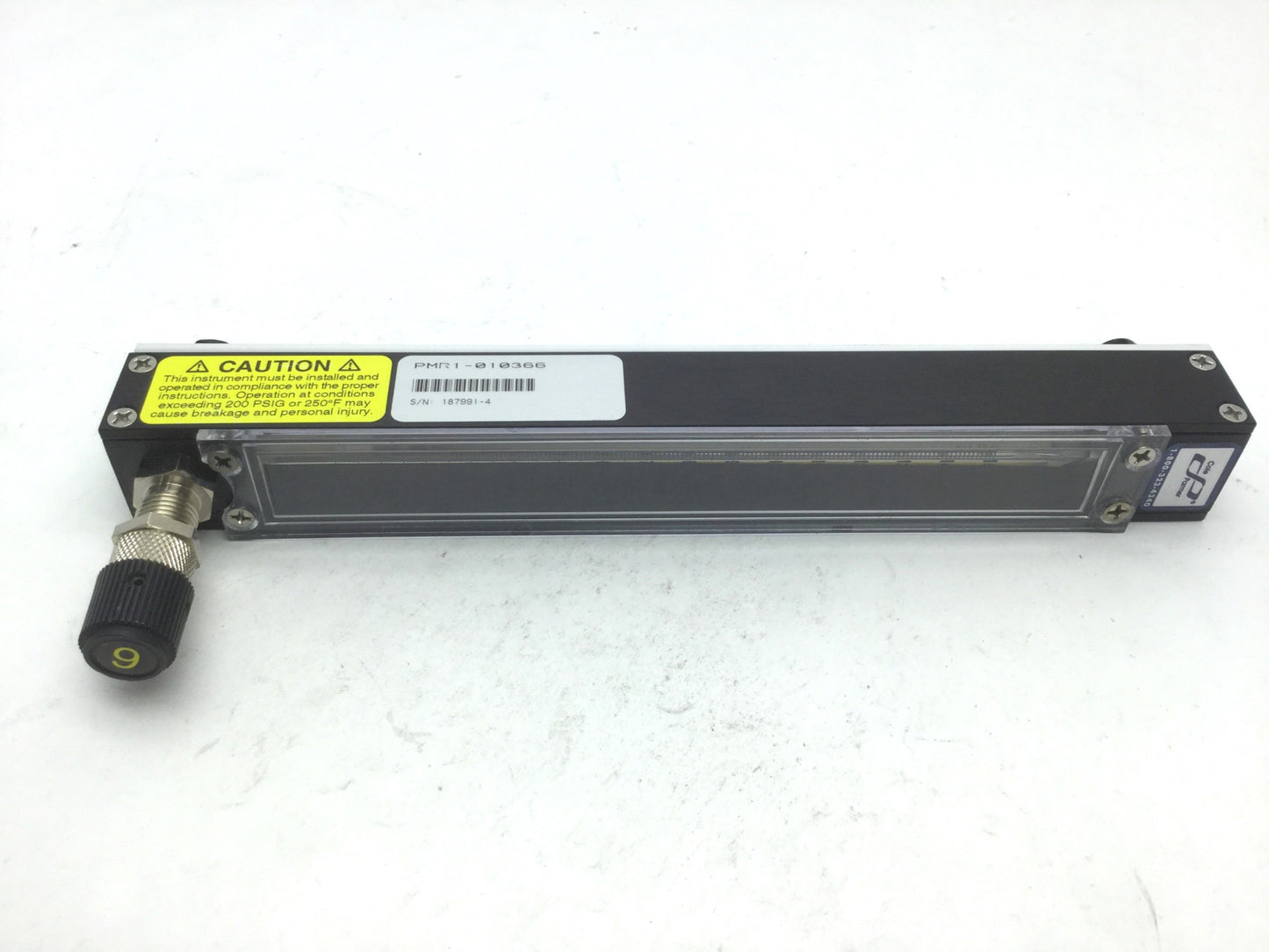 Used Cole-Parmer PMR1-010366 Masterflex Variable Area Panel Flowmeter W/ Valve, 150mm