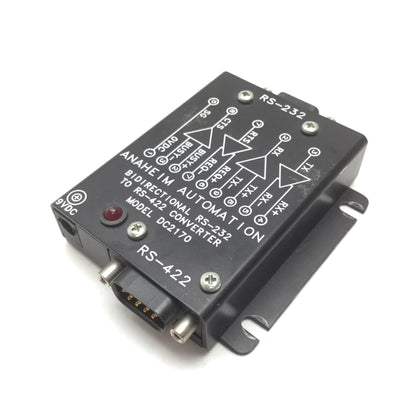 Used Anaheim DC2170 Bidirectional RS-232 to RS-422 Converter, Supply: 9VDC, 9-Pin