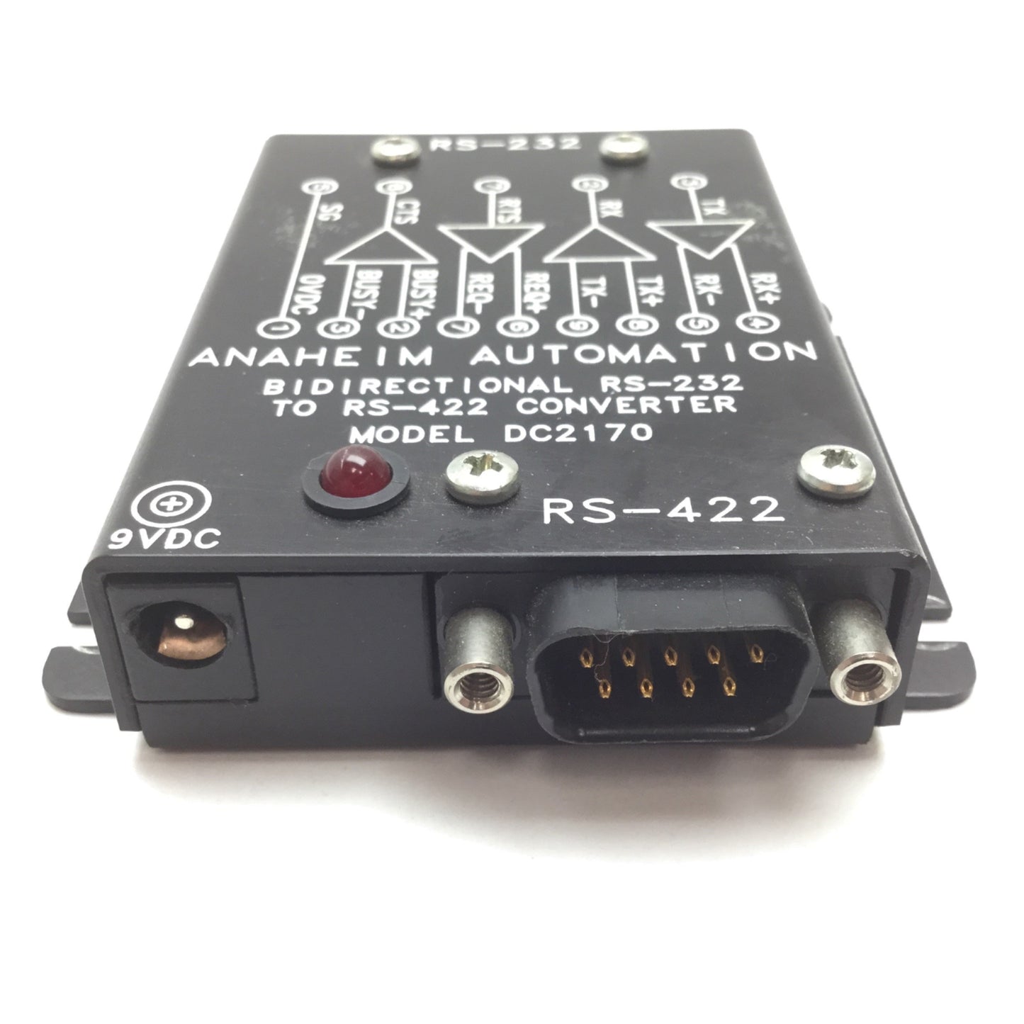 Used Anaheim DC2170 Bidirectional RS-232 to RS-422 Converter, Supply: 9VDC, 9-Pin