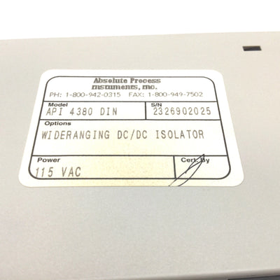 Used Absolute Process Instrument API 4380 DIN Wide Ranging DC/DC Isolated Transmitter