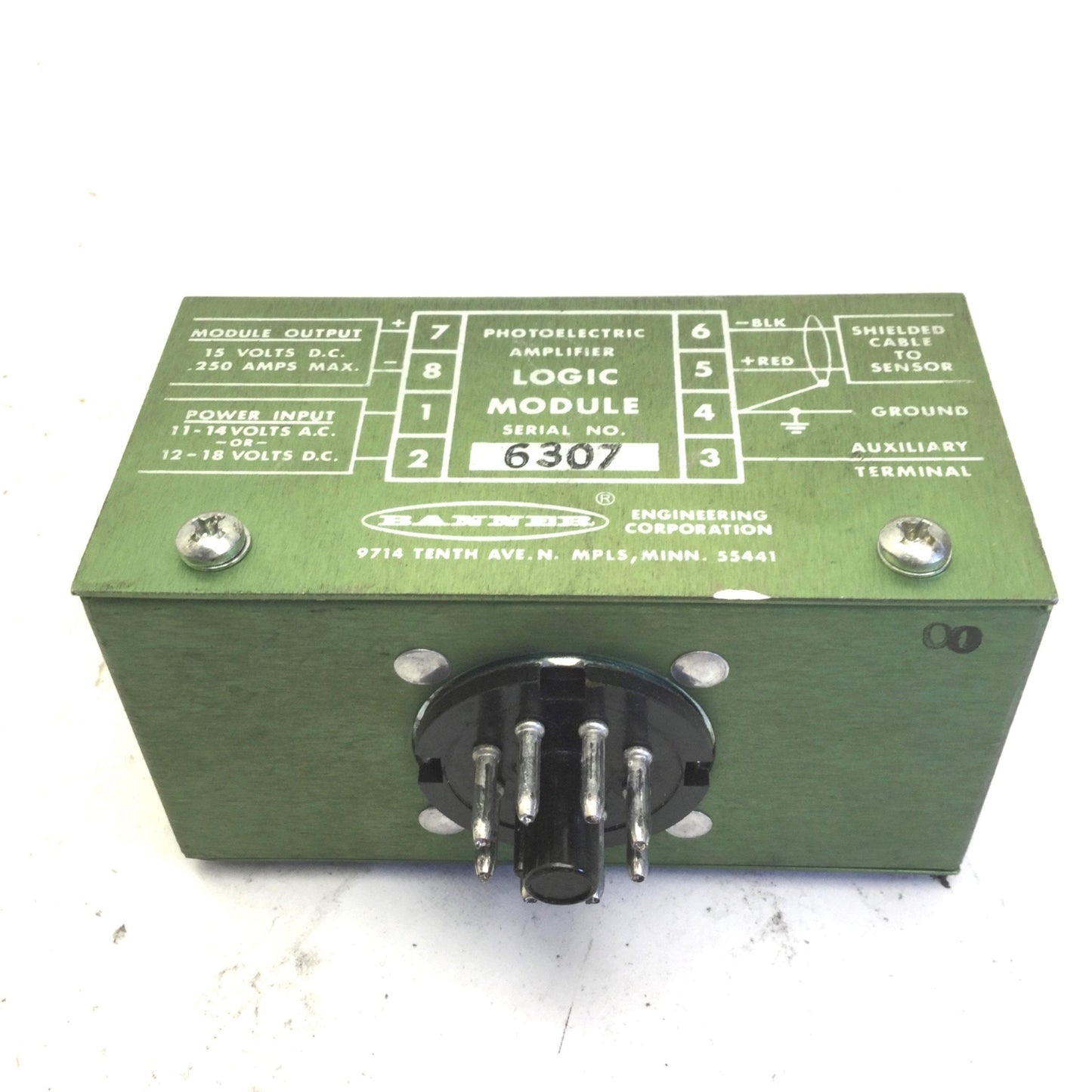 Used Banner B4-2L Photoelectric Amplifier Logic Plug Module, Out: 15VDC, .25A Max