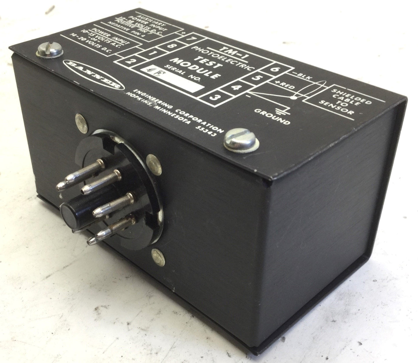 New Other Banner TM-1 Photoelectric Test Module, Input: 10-15VAC/14-20VDC, 8-PIN
