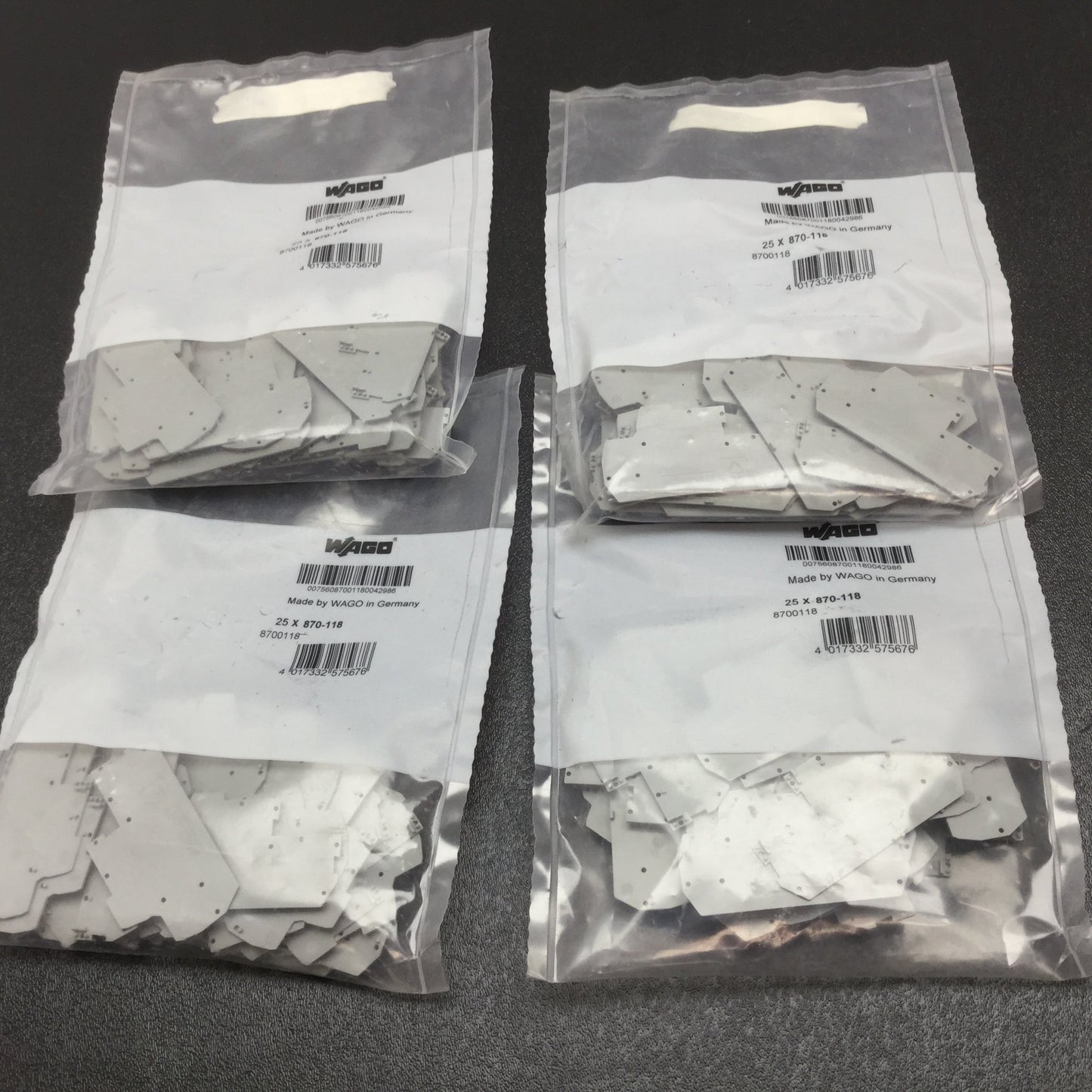 New Lot of 100 Wago 870-118 Terminal Block End Plate, Series 870, Thickness: 1mm