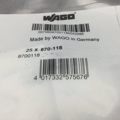 New Lot of 100 Wago 870-118 Terminal Block End Plate, Series 870, Thickness: 1mm