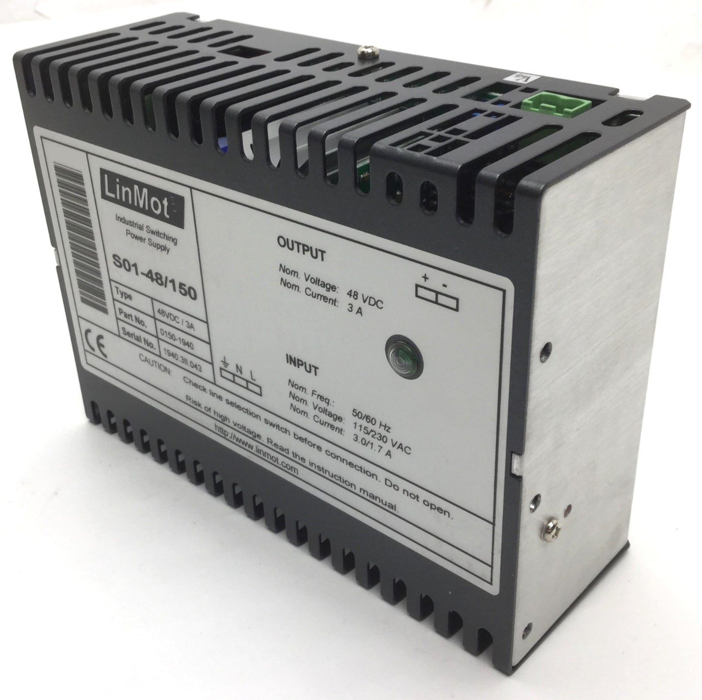 New – Open box In Box LinMot S01-48/150 Industrial Switching Power Supply, Out: 48VDC, 3A