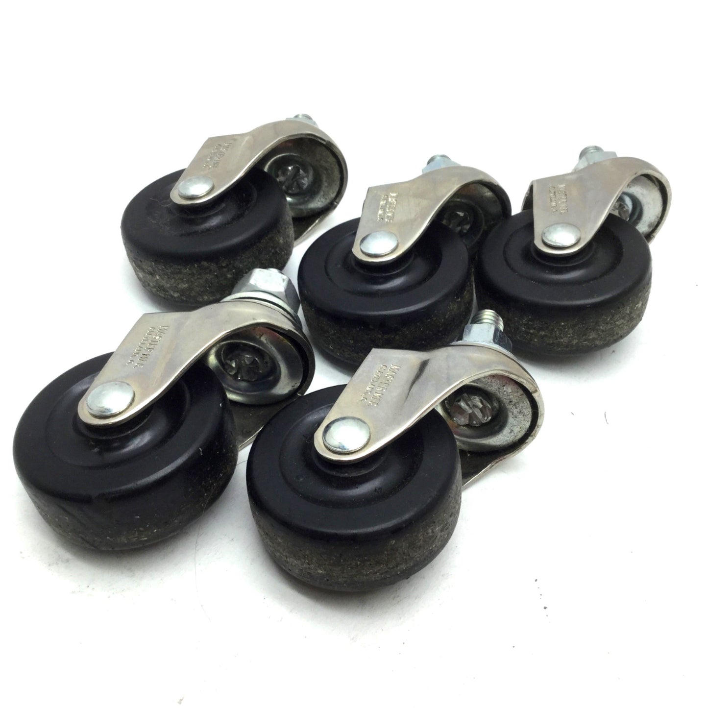 Used Lot of 5 Master MFG Replacement 2" Caster Wheels for Chair/Cart 75lb 3/8-16 Stem
