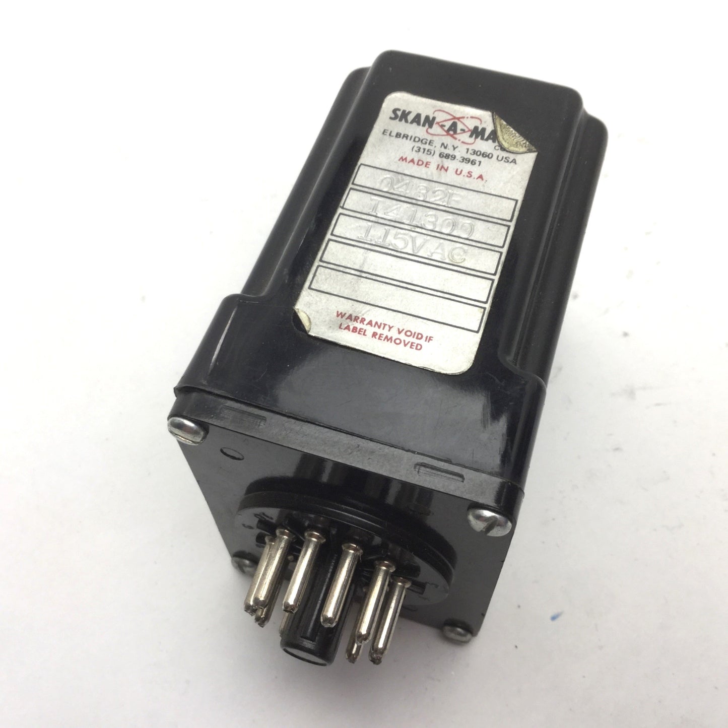Used Skan-A-Matic 0482F Sensor Amplifier Relay Control Open Collector, 11-Pin, 115VAC