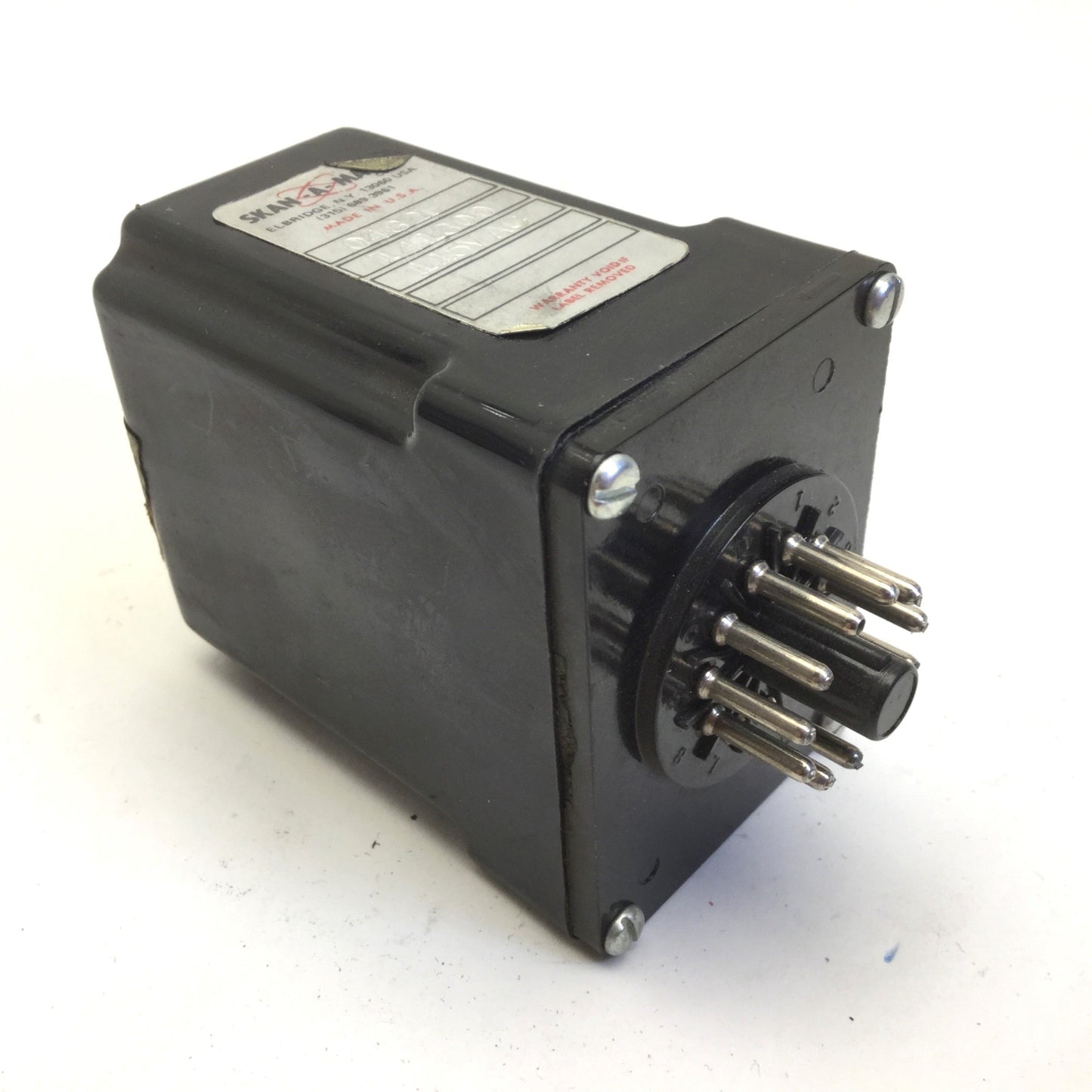 Used Skan-A-Matic 0482F Sensor Amplifier Relay Control Open Collector, 11-Pin, 115VAC