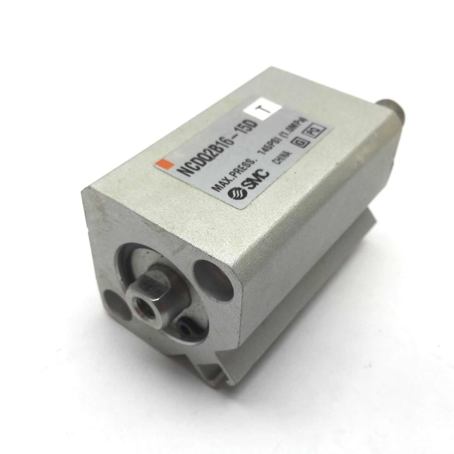 Used SMC NCDQ2B16-15D Compact Cylinder, Bore: 16mm, Stroke: 15mm, Ports: M5x0.8