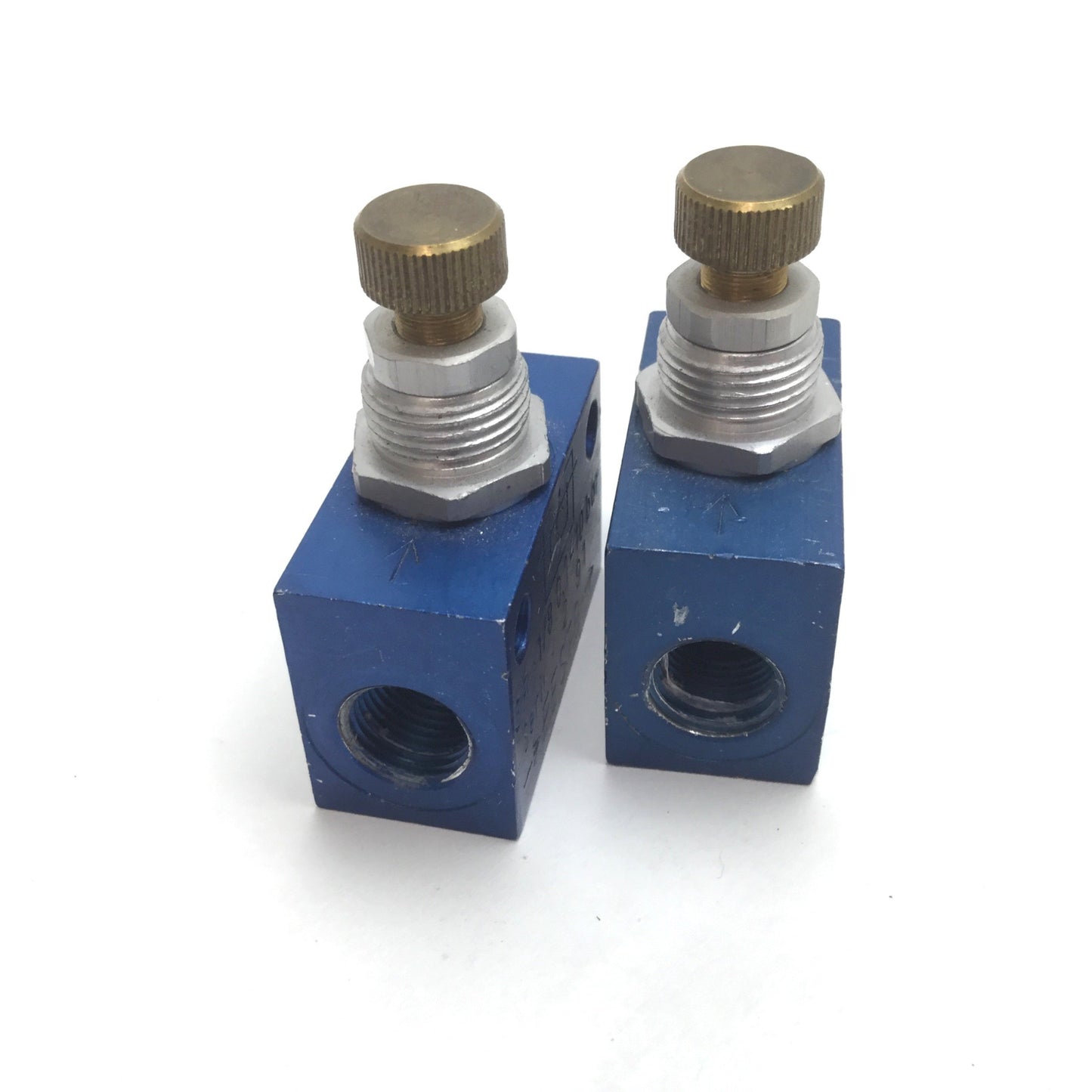 Used Lot of 2 Festo GR-1/8 Flow Control Valve, Inline, 0.1-10 bar, Ports: G1/8